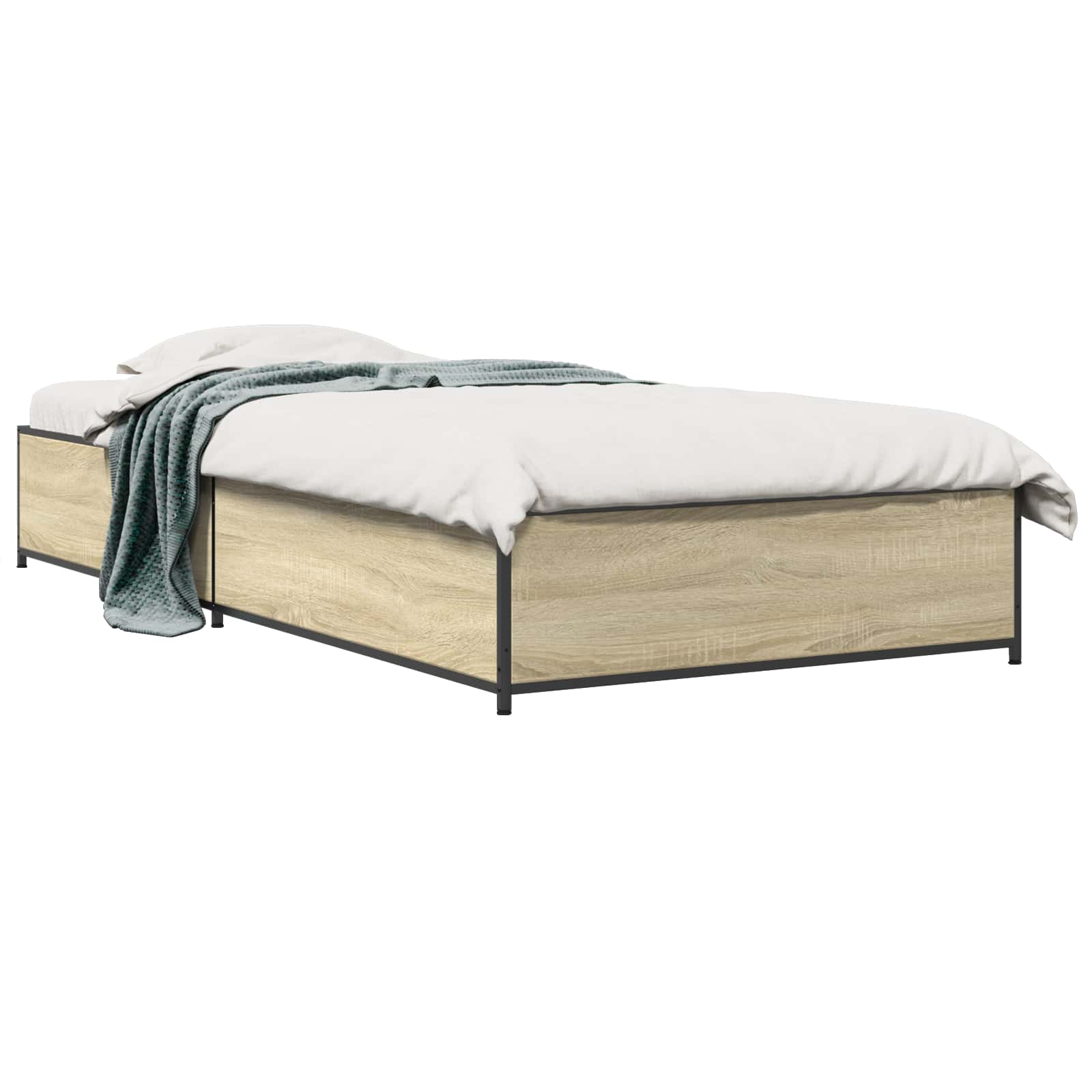 Bedframe Sonoma Eiken 80 x 200 cm Bewerkt hout is nu te koop bij PeponiXL, paradijselijk wonen!