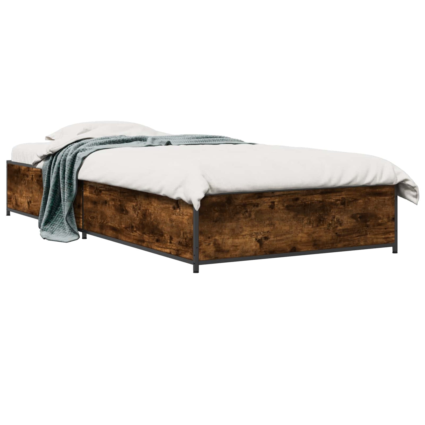 Bedframe Gerookt eiken 80 x 200 cm Bewerkt hout is nu te koop bij PeponiXL, paradijselijk wonen!