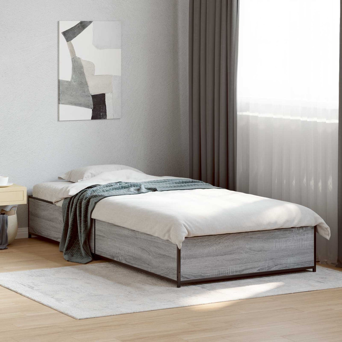 Bedframe Grijs Sonoma 80 x 200 cm Bewerkt hout is nu te koop bij PeponiXL, paradijselijk wonen!