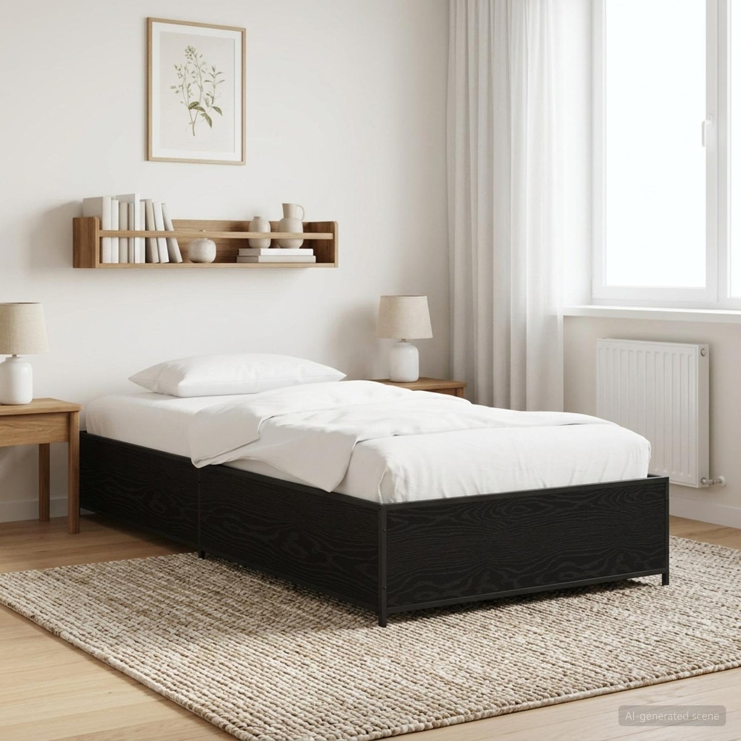 Bedframe Zwart eiken 80 x 200 cm Bewerkt hout is nu te koop bij PeponiXL, paradijselijk wonen!
