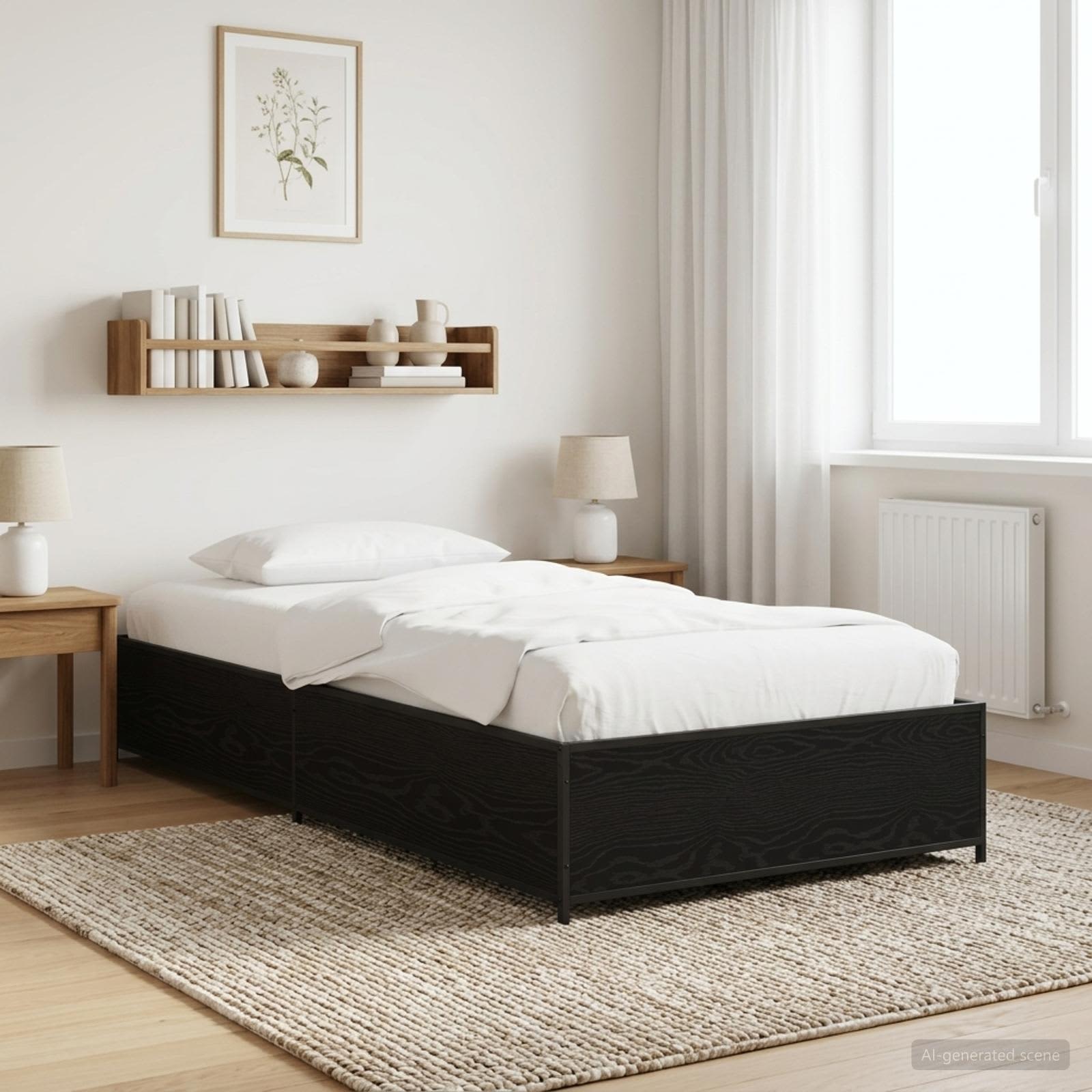 Bedframe Zwart eiken 80 x 200 cm Bewerkt hout is nu te koop bij PeponiXL, paradijselijk wonen!