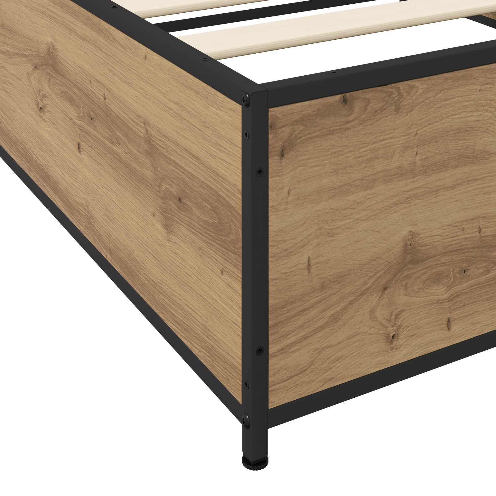 Bedframe Artisanaal eiken 80 x 200 cm Bewerkt hout is nu te koop bij PeponiXL, paradijselijk wonen!