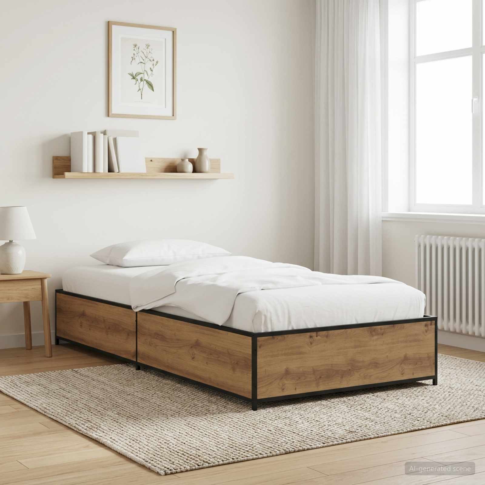 Bedframe Artisanaal eiken 80 x 200 cm Bewerkt hout is nu te koop bij PeponiXL, paradijselijk wonen!