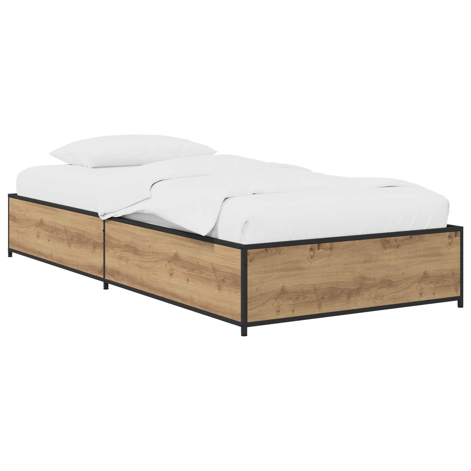 Bedframe Artisanaal eiken 80 x 200 cm Bewerkt hout is nu te koop bij PeponiXL, paradijselijk wonen!