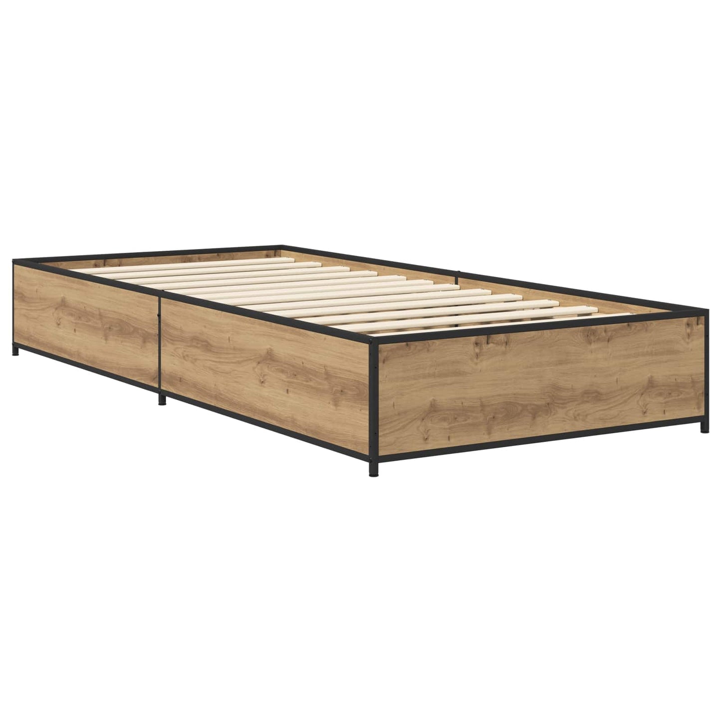 Bedframe Artisanaal eiken 80 x 200 cm Bewerkt hout is nu te koop bij PeponiXL, paradijselijk wonen!