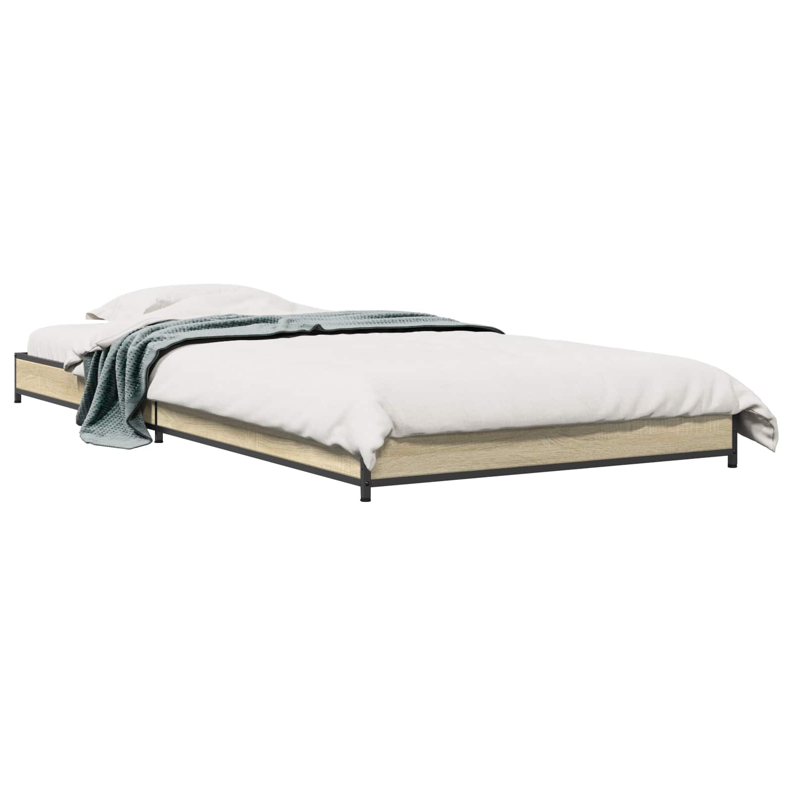 Bedframe Sonoma Eiken 80 x 200 cm Bewerkt hout is nu te koop bij PeponiXL, paradijselijk wonen!