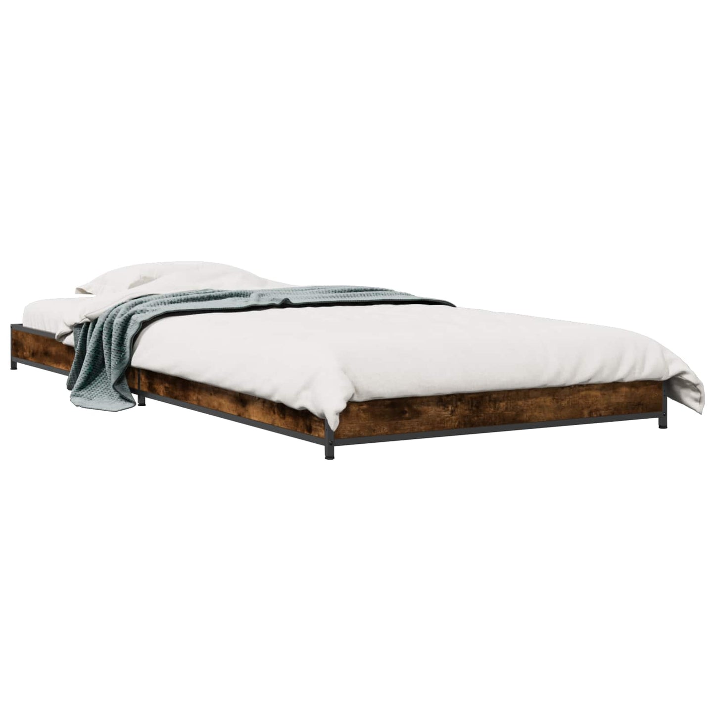 Bedframe Gerookt eiken 80 x 200 cm Bewerkt hout is nu te koop bij PeponiXL, paradijselijk wonen!