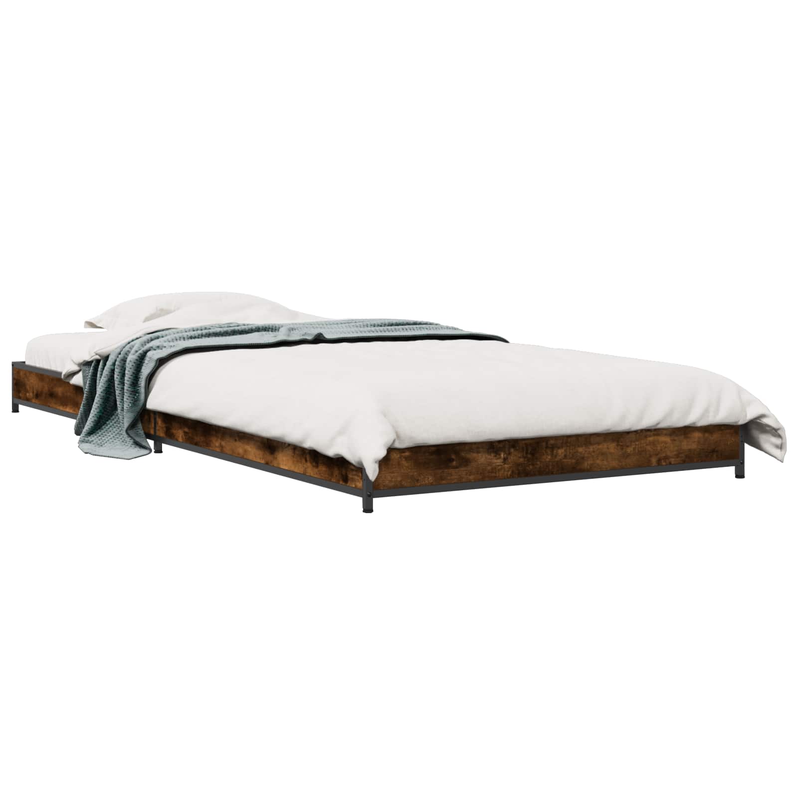 Bedframe Gerookt eiken 80 x 200 cm Bewerkt hout is nu te koop bij PeponiXL, paradijselijk wonen!