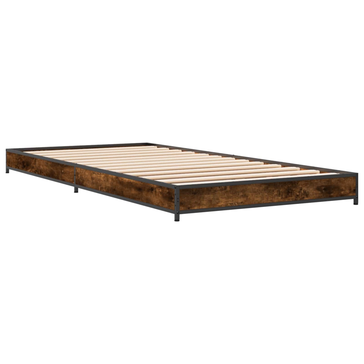 Bedframe Gerookt eiken 80 x 200 cm Bewerkt hout is nu te koop bij PeponiXL, paradijselijk wonen!
