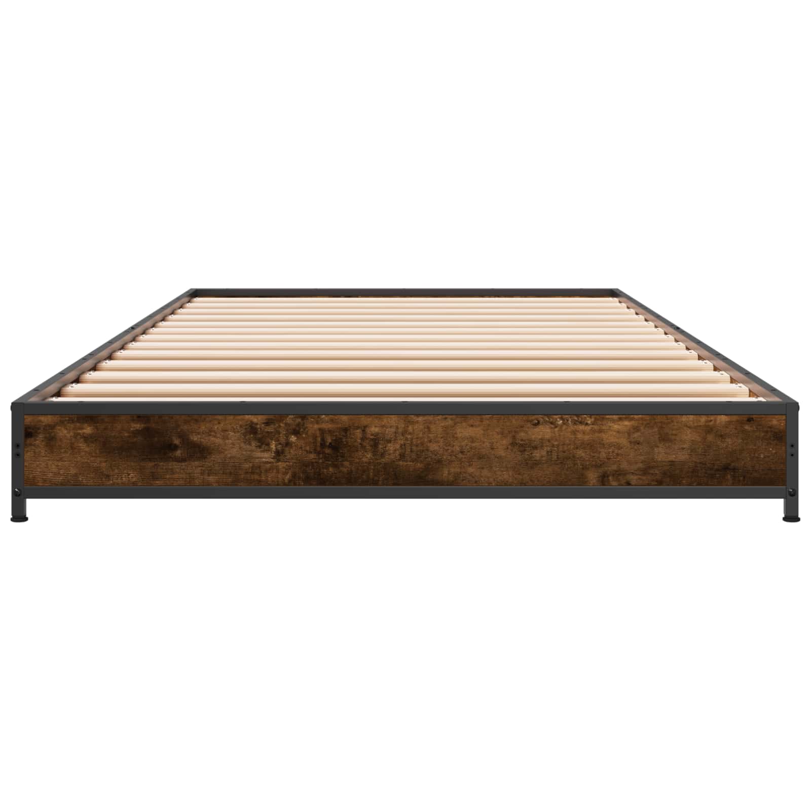 Bedframe Gerookt eiken 80 x 200 cm Bewerkt hout is nu te koop bij PeponiXL, paradijselijk wonen!