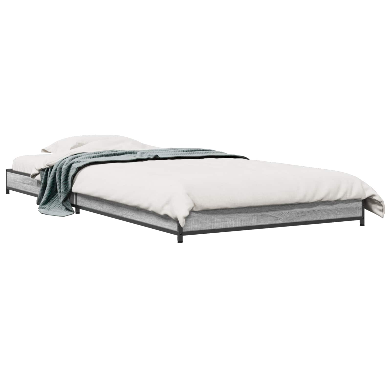 Bedframe Grijs Sonoma 80 x 200 cm Bewerkt hout is nu te koop bij PeponiXL, paradijselijk wonen!