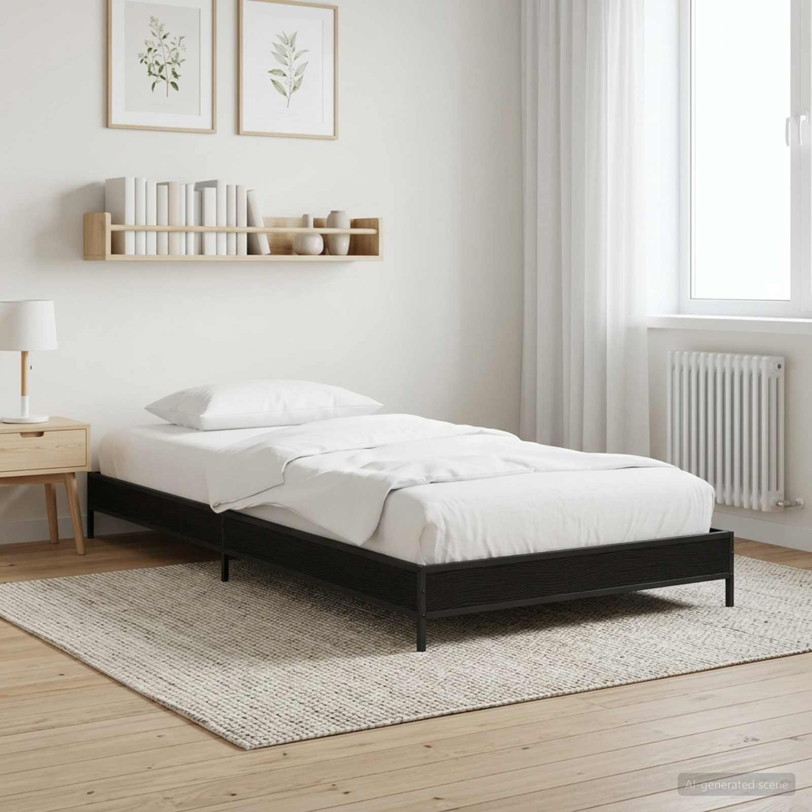 Bedframe Zwart eiken 80 x 200 cm Bewerkt hout is nu te koop bij PeponiXL, paradijselijk wonen!