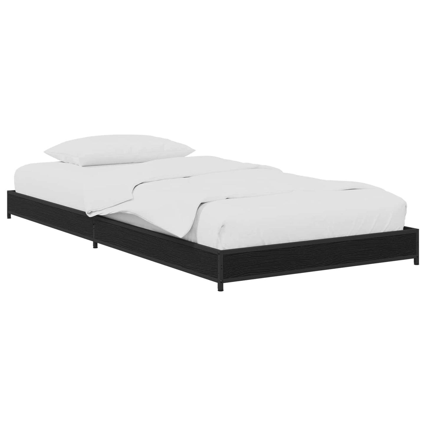 Bedframe Zwart eiken 80 x 200 cm Bewerkt hout is nu te koop bij PeponiXL, paradijselijk wonen!