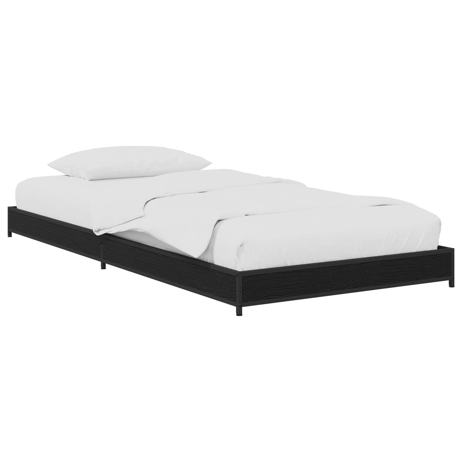 Bedframe Zwart eiken 80 x 200 cm Bewerkt hout is nu te koop bij PeponiXL, paradijselijk wonen!
