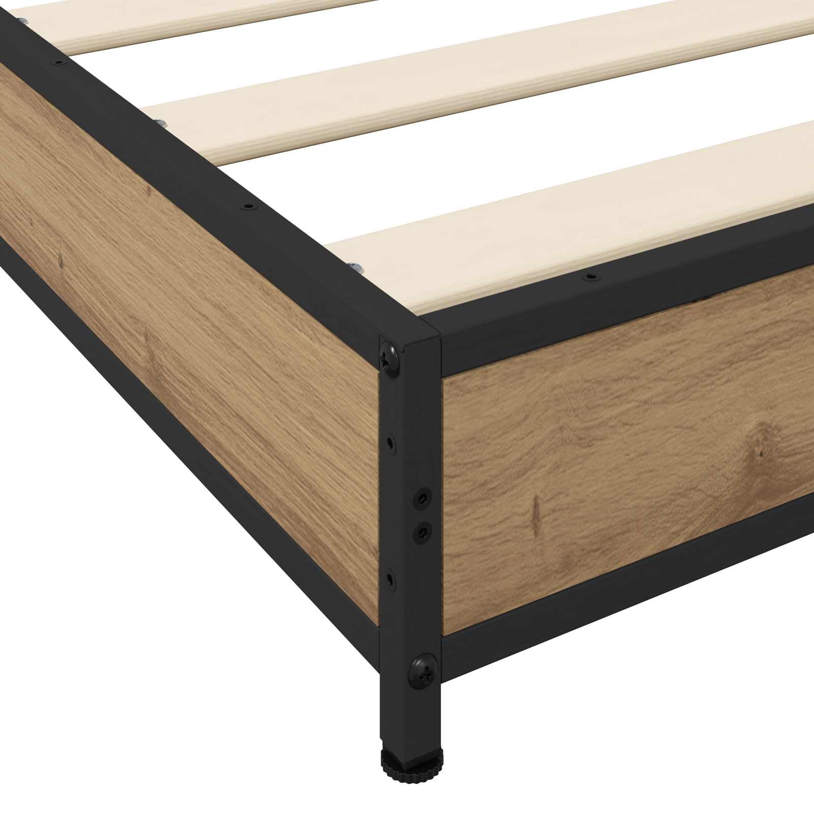 Bedframe Artisanaal eiken 80 x 200 cm Bewerkt hout is nu te koop bij PeponiXL, paradijselijk wonen!