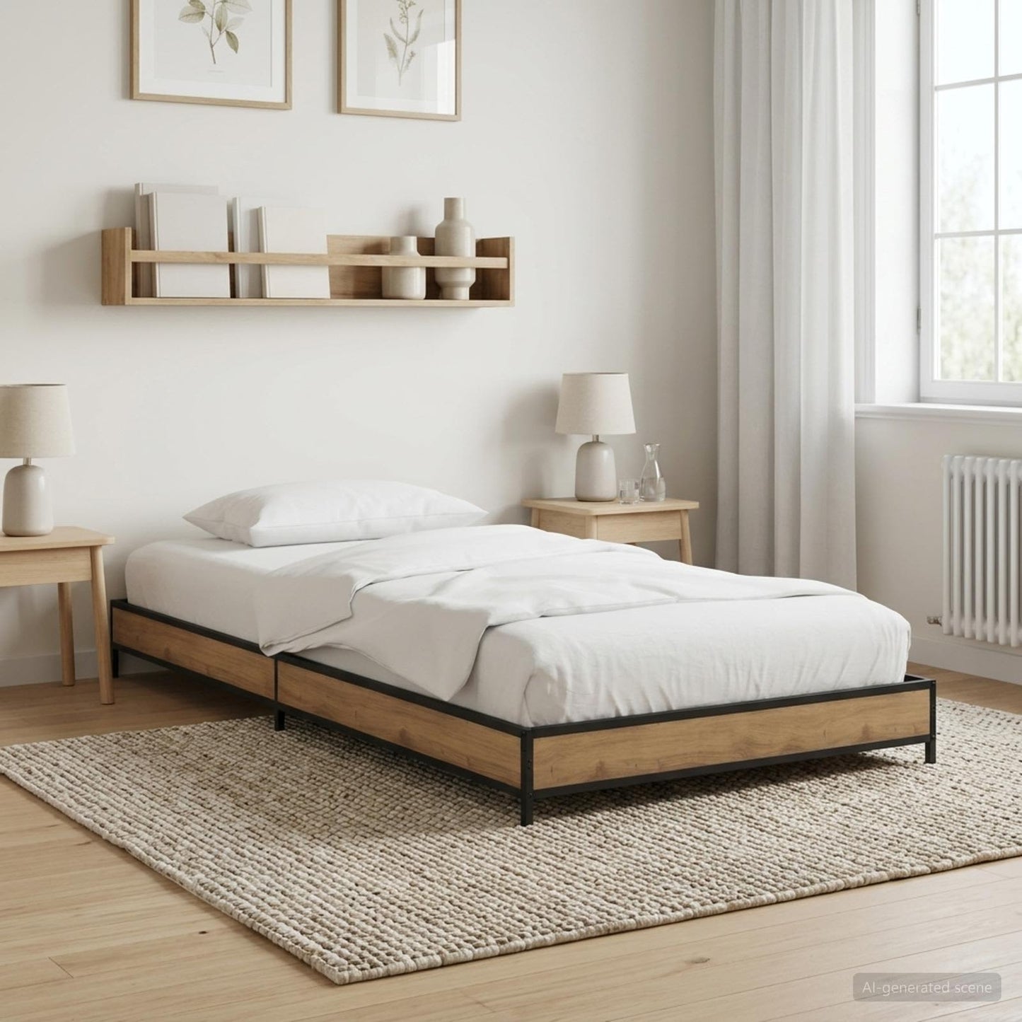 Bedframe Artisanaal eiken 80 x 200 cm Bewerkt hout is nu te koop bij PeponiXL, paradijselijk wonen!