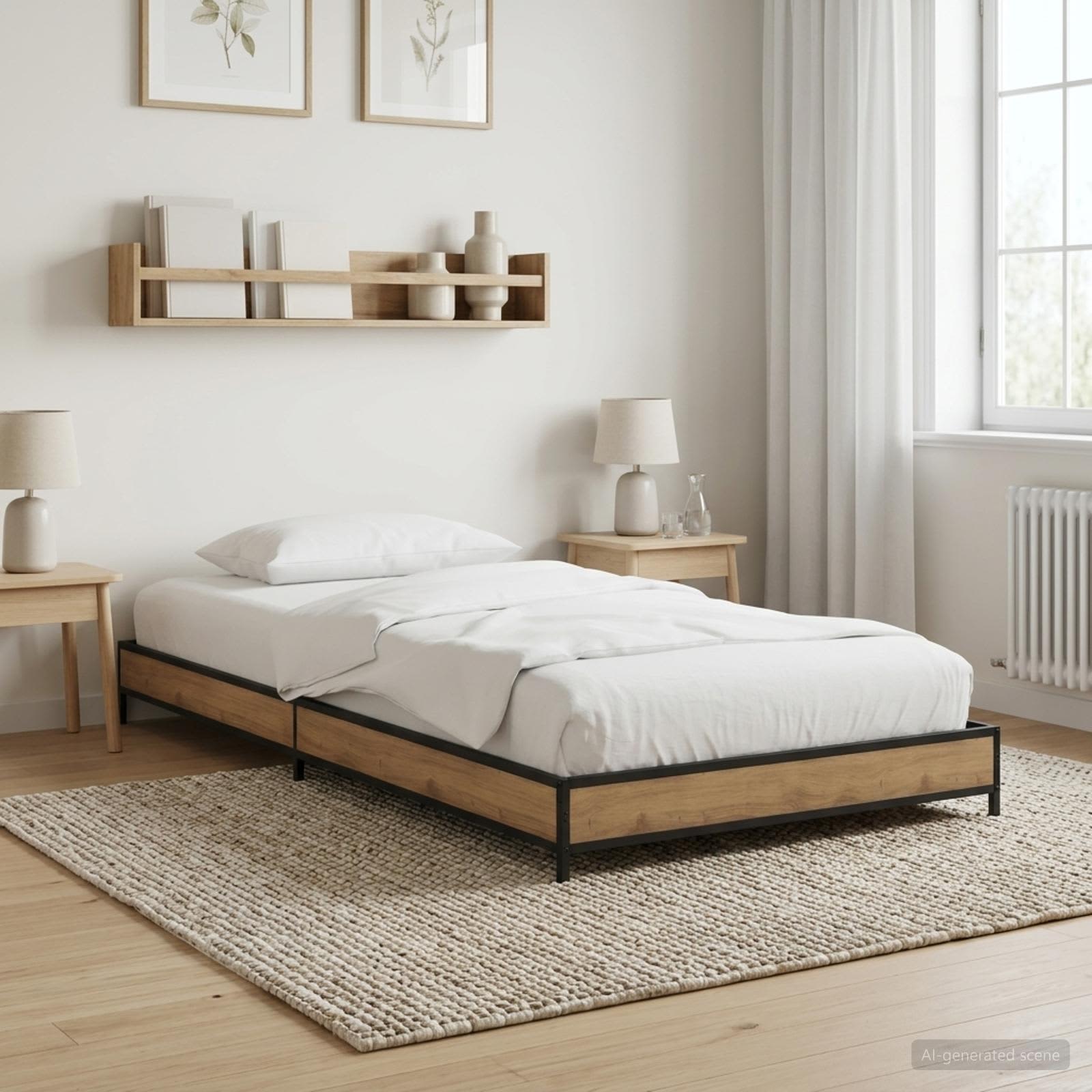 Bedframe Artisanaal eiken 80 x 200 cm Bewerkt hout is nu te koop bij PeponiXL, paradijselijk wonen!
