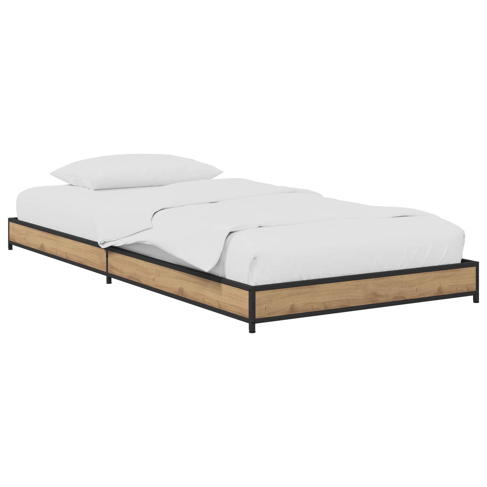 Bedframe Artisanaal eiken 80 x 200 cm Bewerkt hout is nu te koop bij PeponiXL, paradijselijk wonen!
