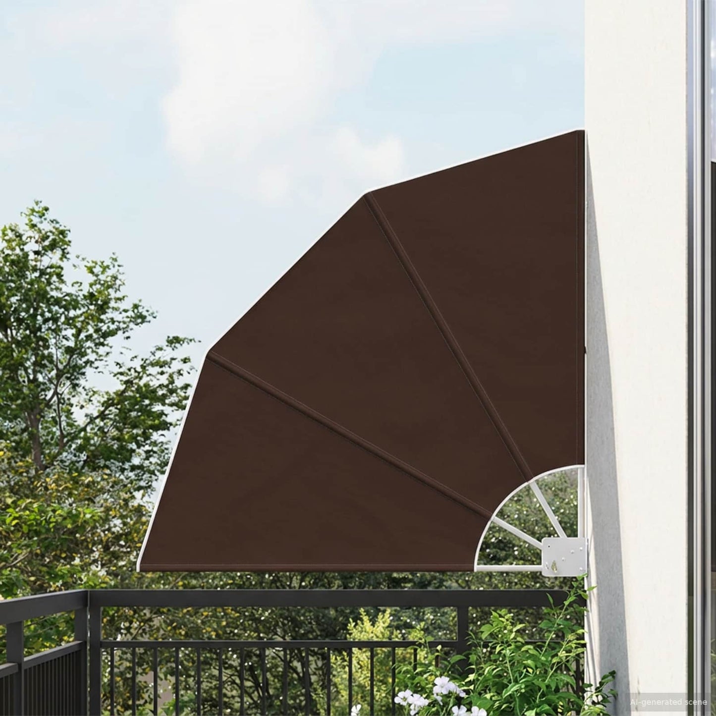 Balkon Privacy Scherm 115 x 115 cm Polyester Bruin is nu te koop bij PeponiXL, paradijselijk wonen!