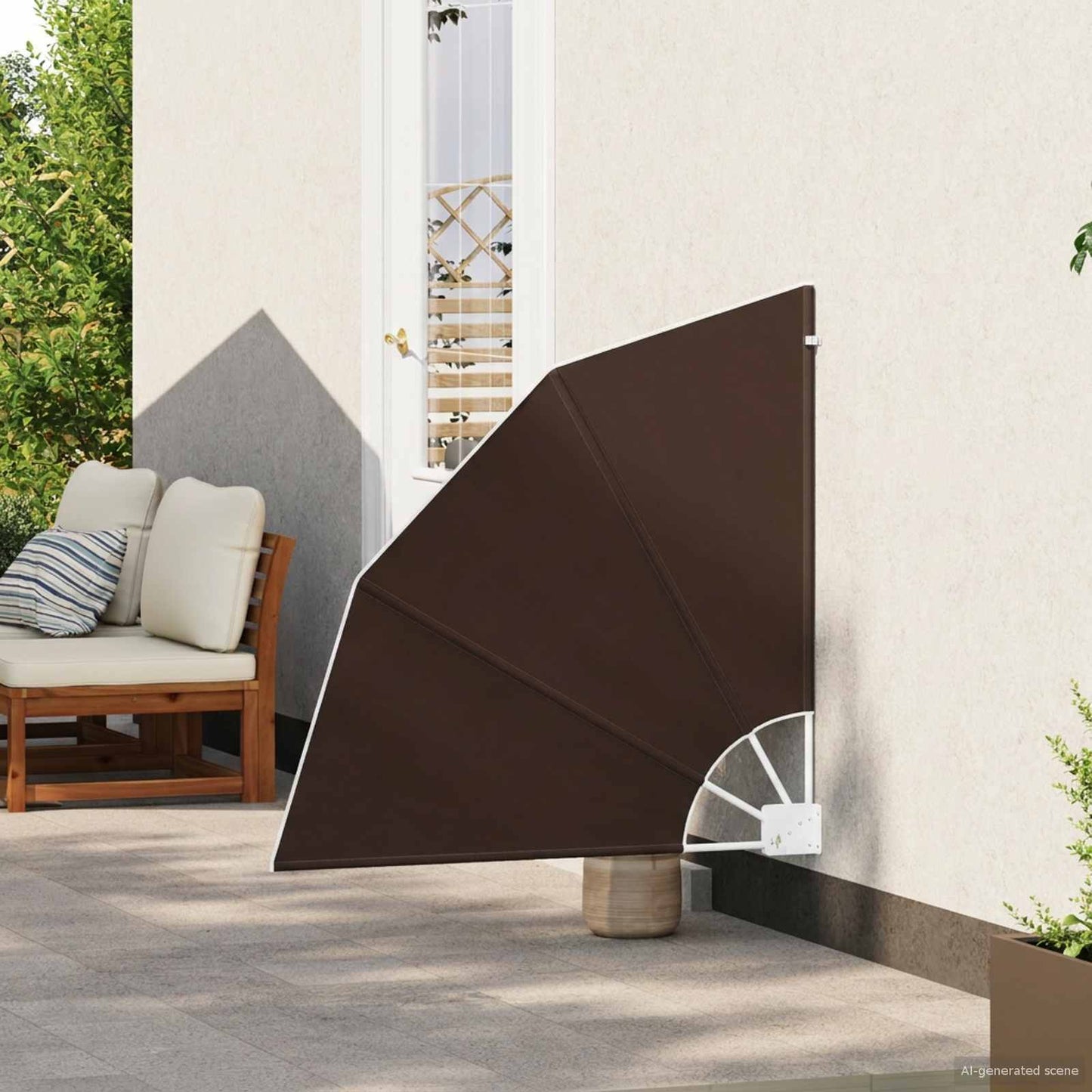 Balkon Privacy Scherm 115 x 115 cm Polyester Bruin is nu te koop bij PeponiXL, paradijselijk wonen!