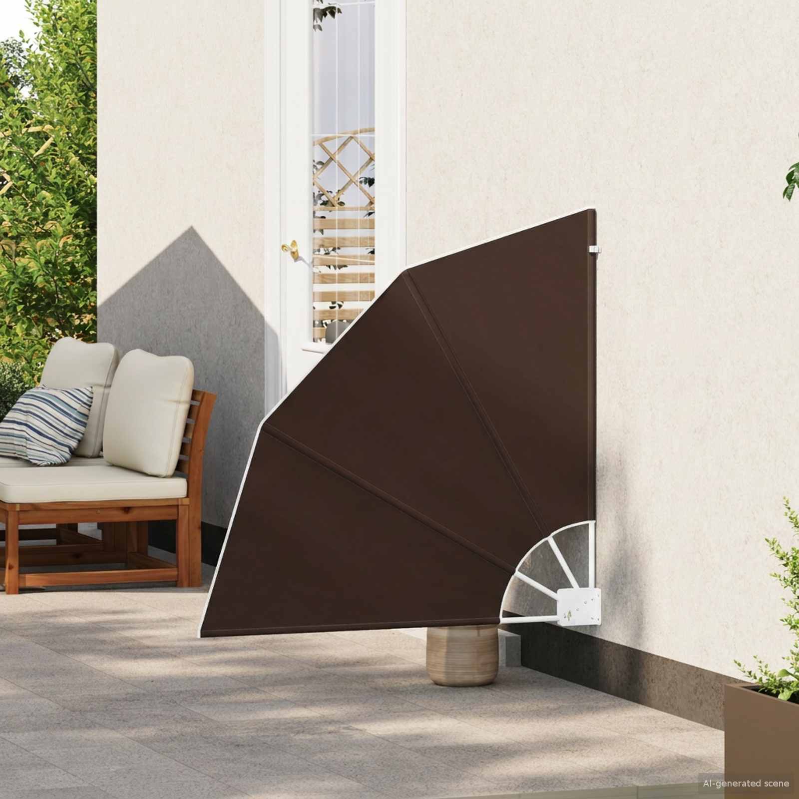 Balkon Privacy Scherm 115 x 115 cm Polyester Bruin is nu te koop bij PeponiXL, paradijselijk wonen!