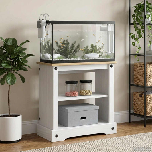 Aquarium Stand CORONA Wit en Bruin 60,5 x 30 x 60 cm 150 kg is nu te koop bij PeponiXL, paradijselijk wonen!