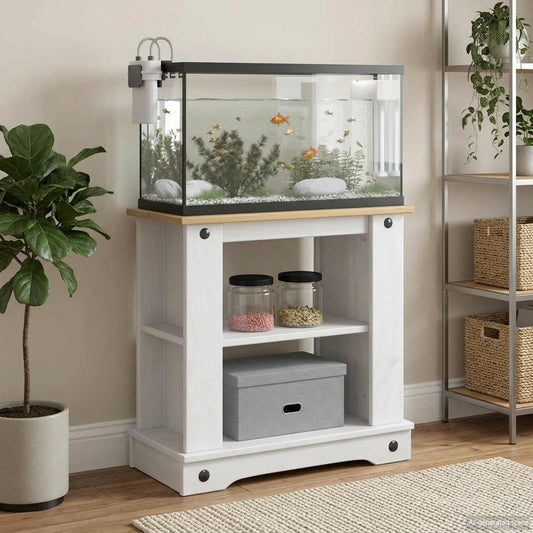 Aquarium Stand CORONA Wit en Bruin 60 x 30 x 60 cm 150 kg is nu te koop bij PeponiXL, paradijselijk wonen!