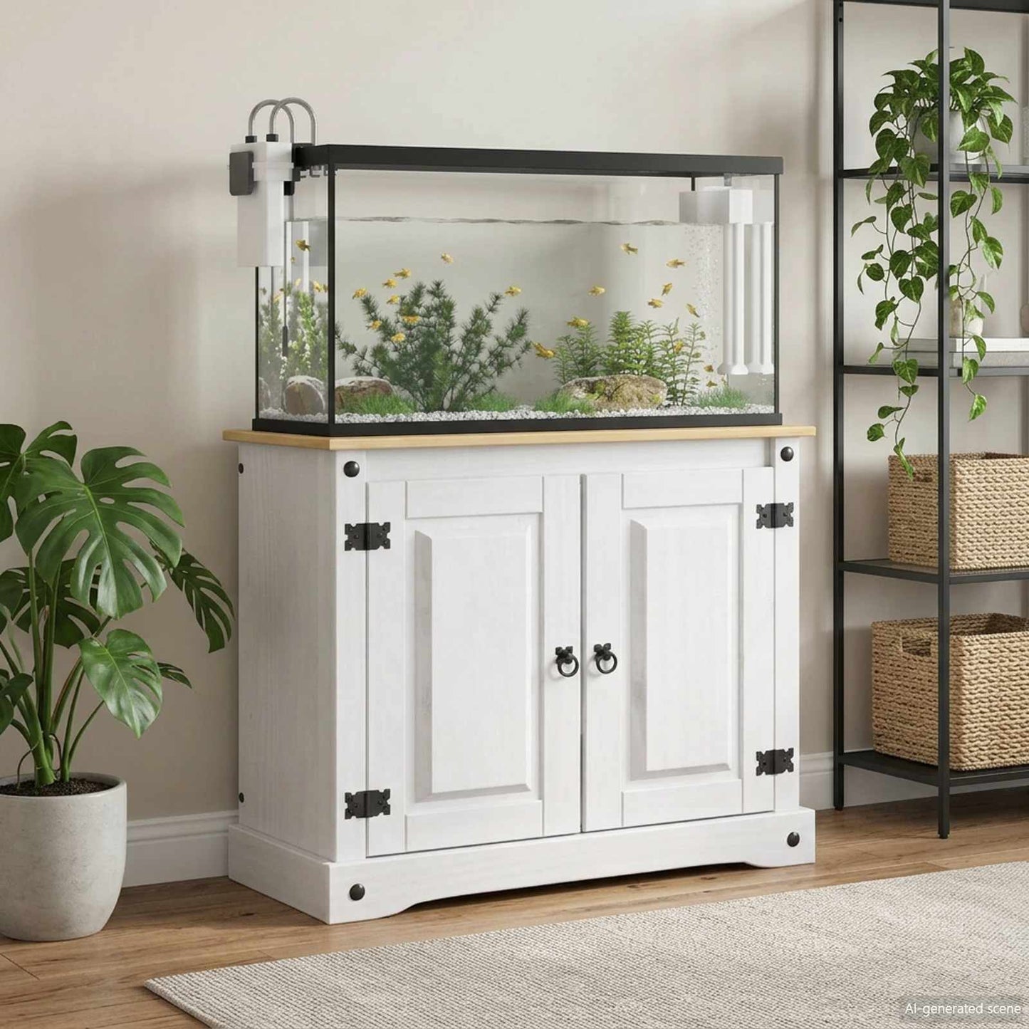 Aquarium Stand CORONA Wit en Bruin 81,5 x 37 x 73 cm 250 kg is nu te koop bij PeponiXL, paradijselijk wonen!