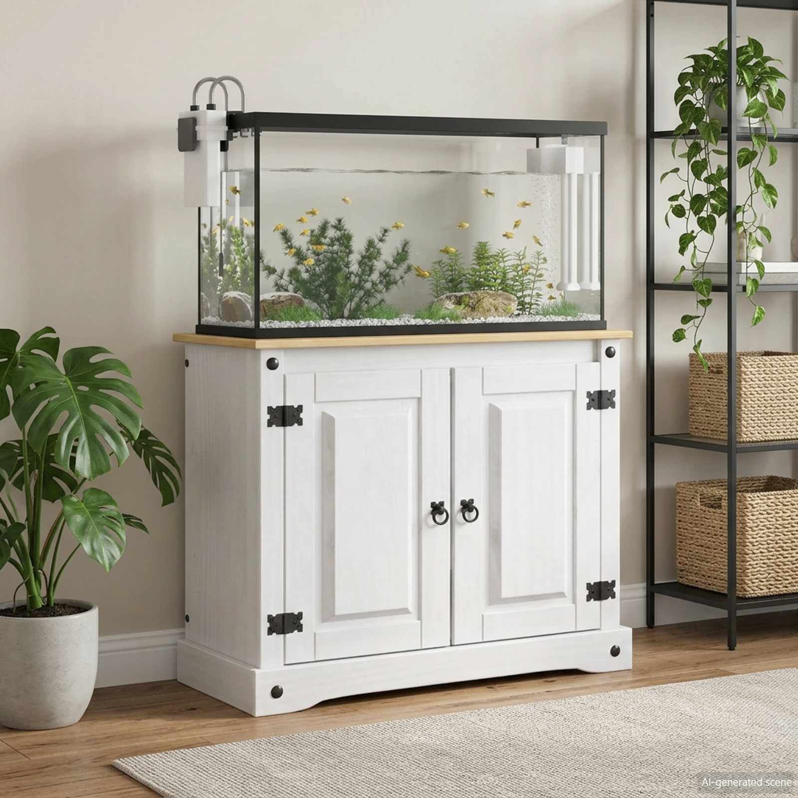 Aquarium Stand CORONA Wit en Bruin 81,5 x 37 x 73 cm 250 kg is nu te koop bij PeponiXL, paradijselijk wonen!