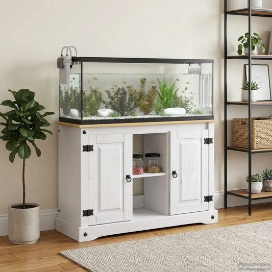 Aquarium Stand CORONA Wit en Bruin 101,5 x 37 x 73 cm 300 kg is nu te koop bij PeponiXL, paradijselijk wonen!