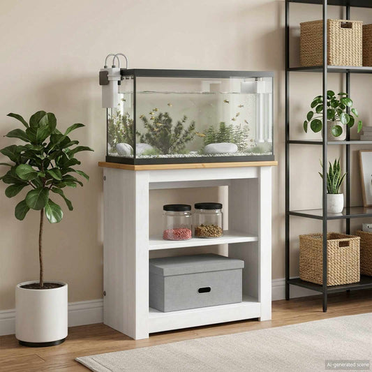 Aquarium Stand PANAMA Wit en Bruin 60 x 30 x 60 cm 150 kg is nu te koop bij PeponiXL, paradijselijk wonen!