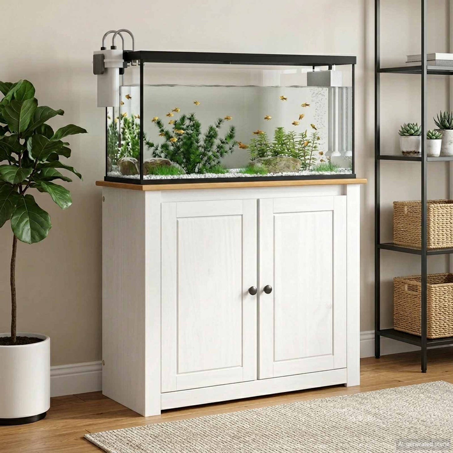 Aquarium Stand PANAMA Wit en Bruin 81 x 36 x 73 cm 250 kg is nu te koop bij PeponiXL, paradijselijk wonen!