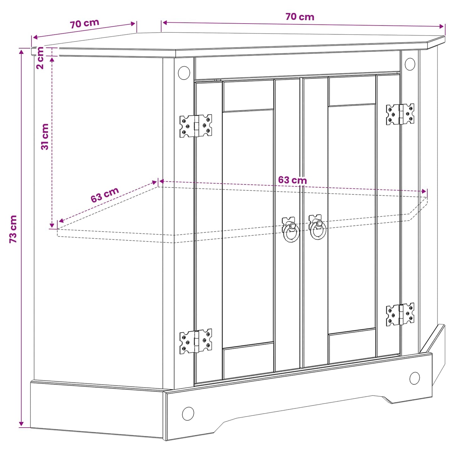 Aquarium Stand CORONA Wit 70 x 70 x 73 cm 300 kg