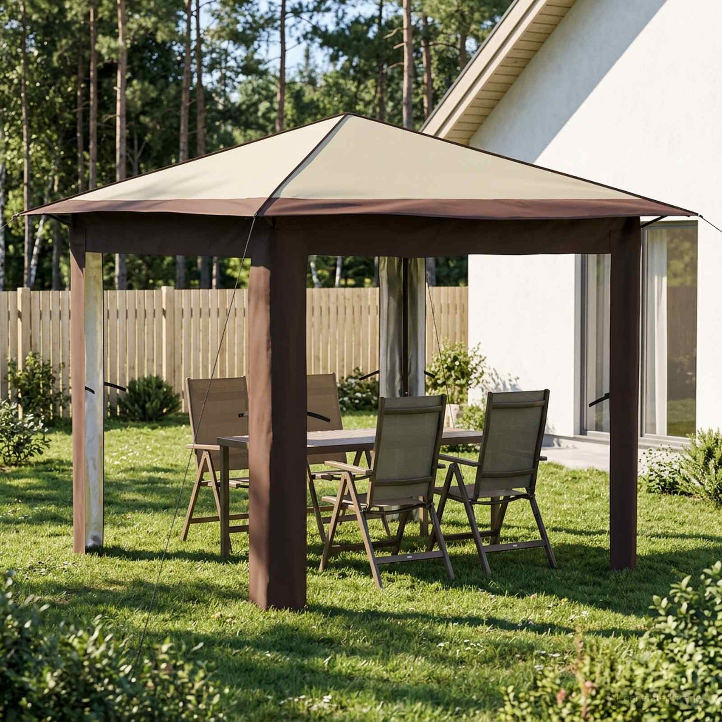 Gazebo zonder Zijwand 2,6 x 2,6 m Crème en bruin is nu te koop bij PeponiXL, paradijselijk wonen!