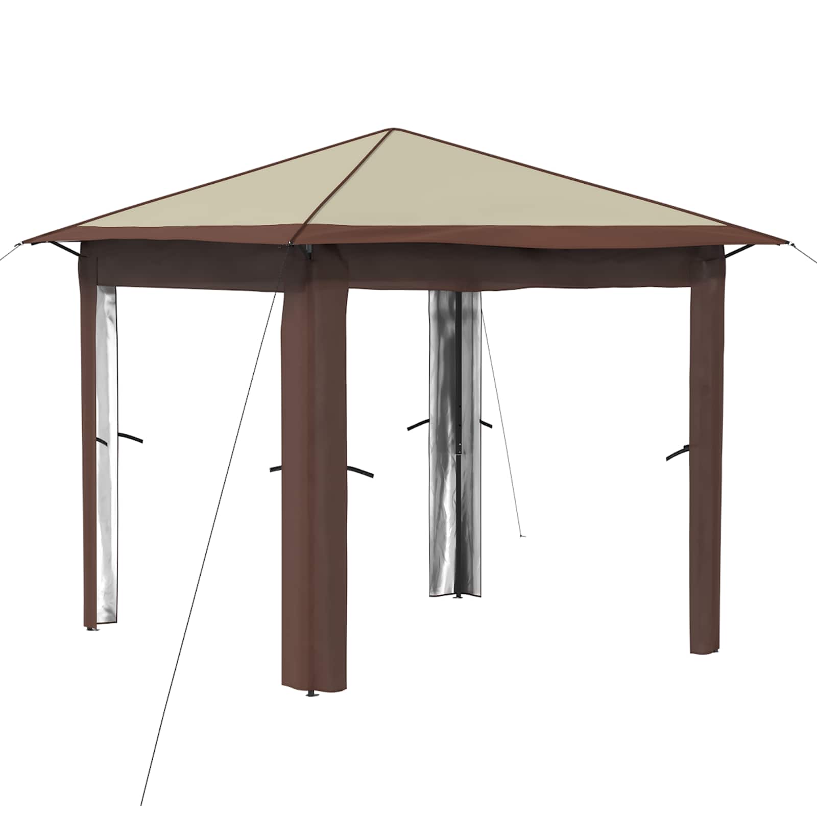 Gazebo zonder Zijwand 2,6 x 2,6 m Crème en bruin is nu te koop bij PeponiXL, paradijselijk wonen!