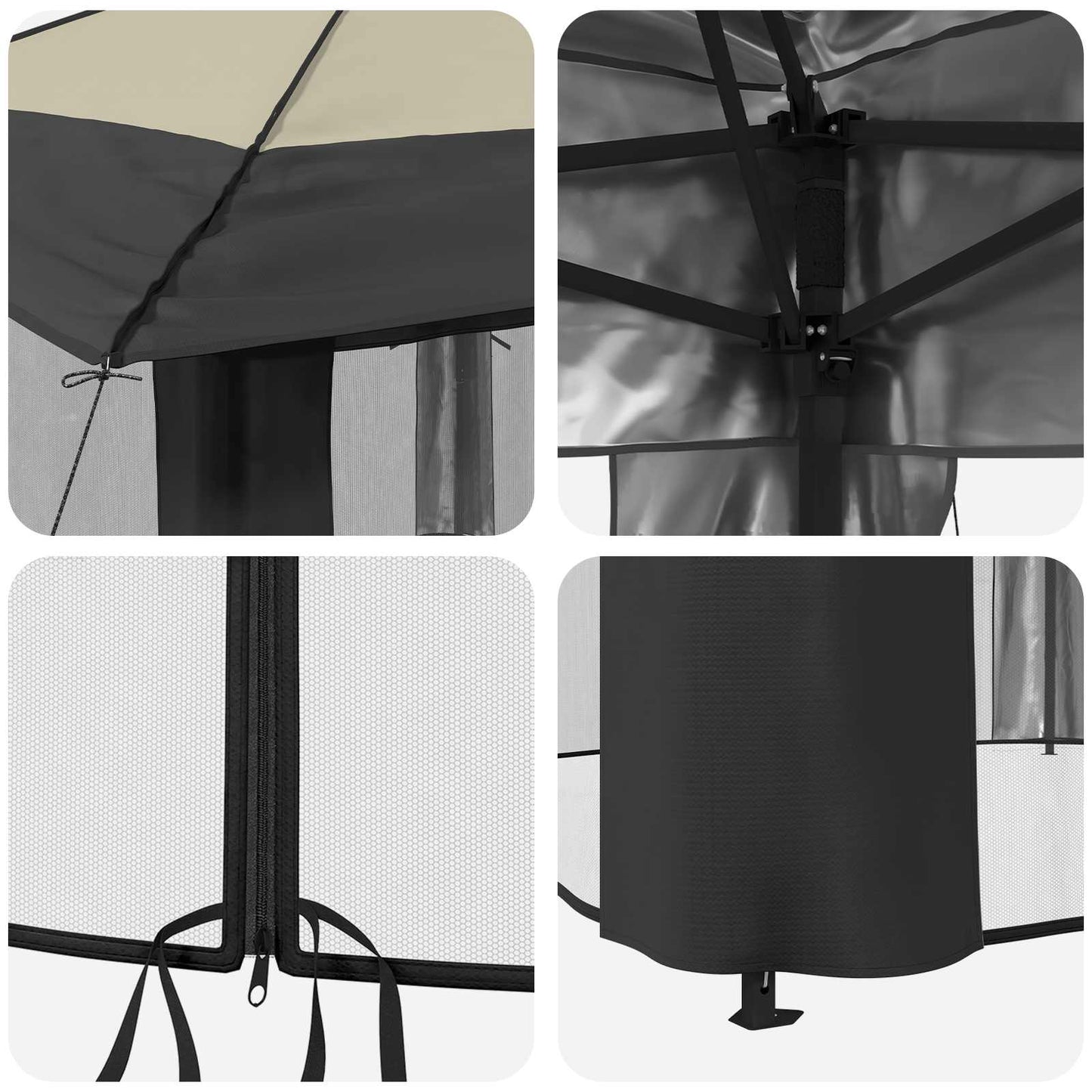 Gazebo met 4 Zijwanden 2,6 x 2,6 m Crème en Antraciet