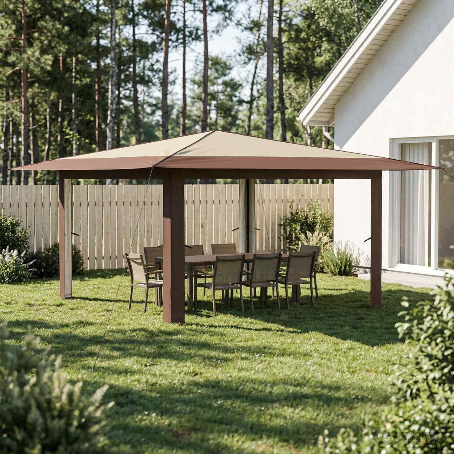 Paviljoen zonder Zijwand 4 x 4 m Crème en bruin is nu te koop bij PeponiXL, paradijselijk wonen!