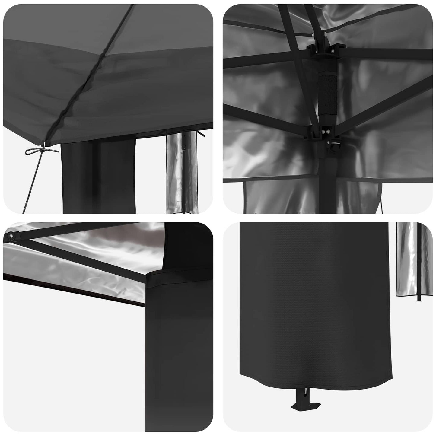 Paviljoen zonder Zijwand 4 x 4 m Lichtgrijs en antracietkleurig