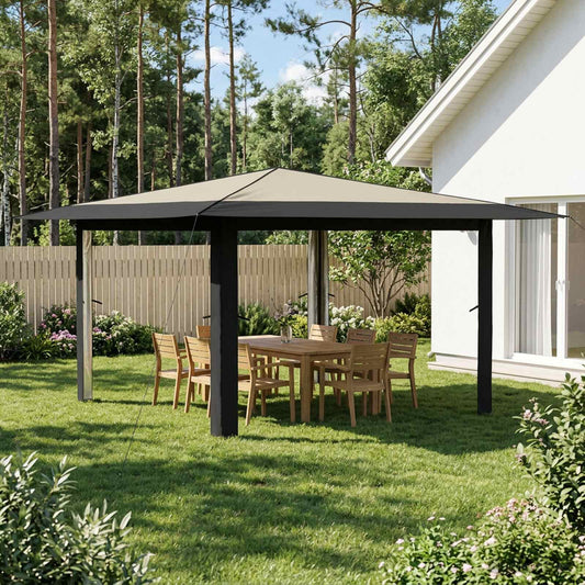 Paviljoen zonder Zijwand 4 x 4 m Crème en Antraciet is nu te koop bij PeponiXL, paradijselijk wonen!