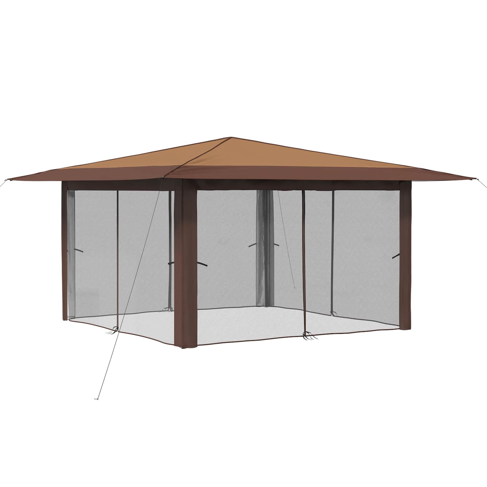 Paviljoen met 4 Zijwanden 4 x 4 m Beige en Bruin is nu te koop bij PeponiXL, paradijselijk wonen!