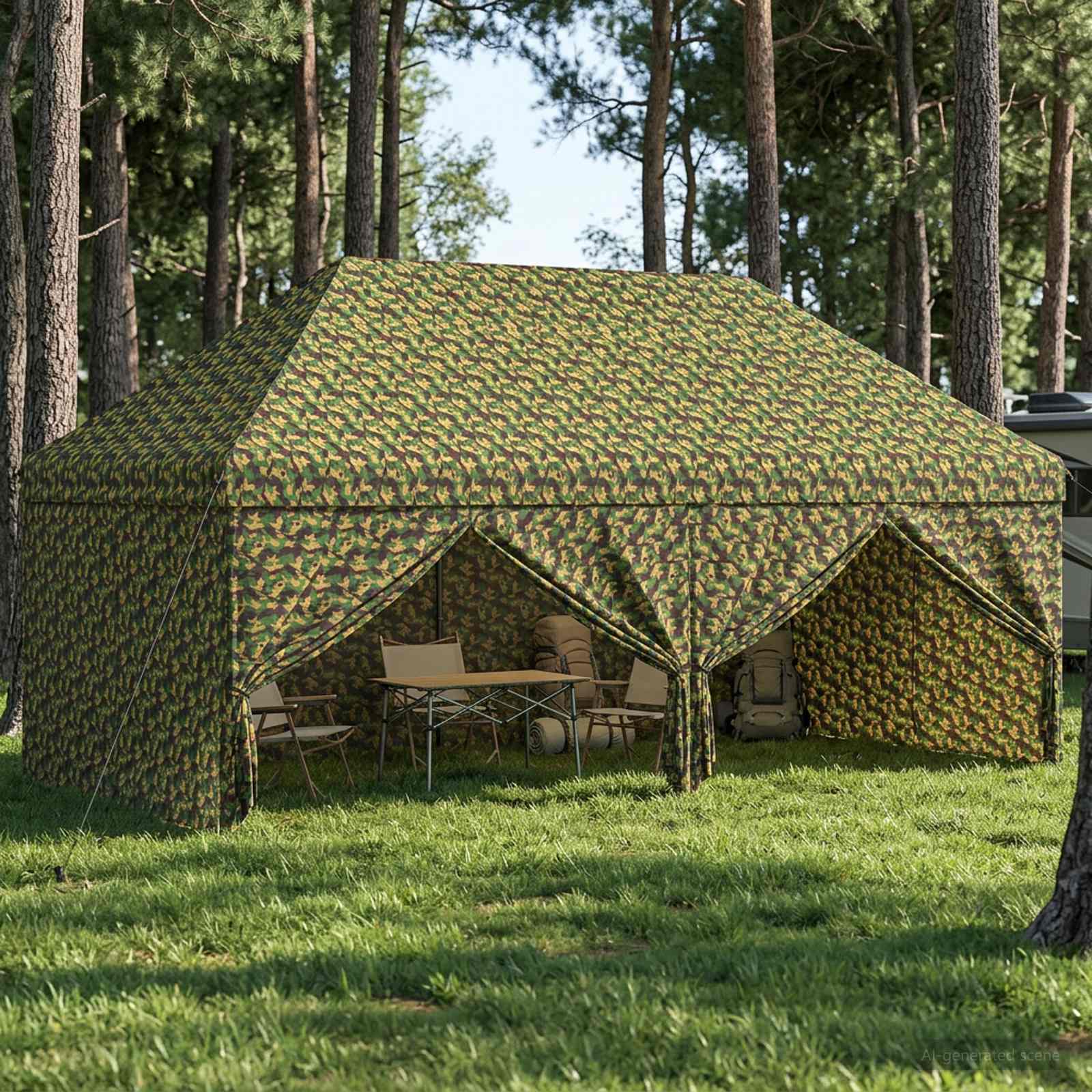 Tent met 4 Zijwanden 2,9 x 5,8 m Leger Camouflage is nu te koop bij PeponiXL, paradijselijk wonen!