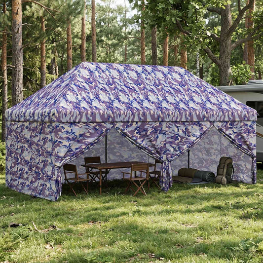 Pop-up Gazebo met 4 Zijwanden 3 x 6 m Blauw Camouflage is nu te koop bij PeponiXL, paradijselijk wonen!