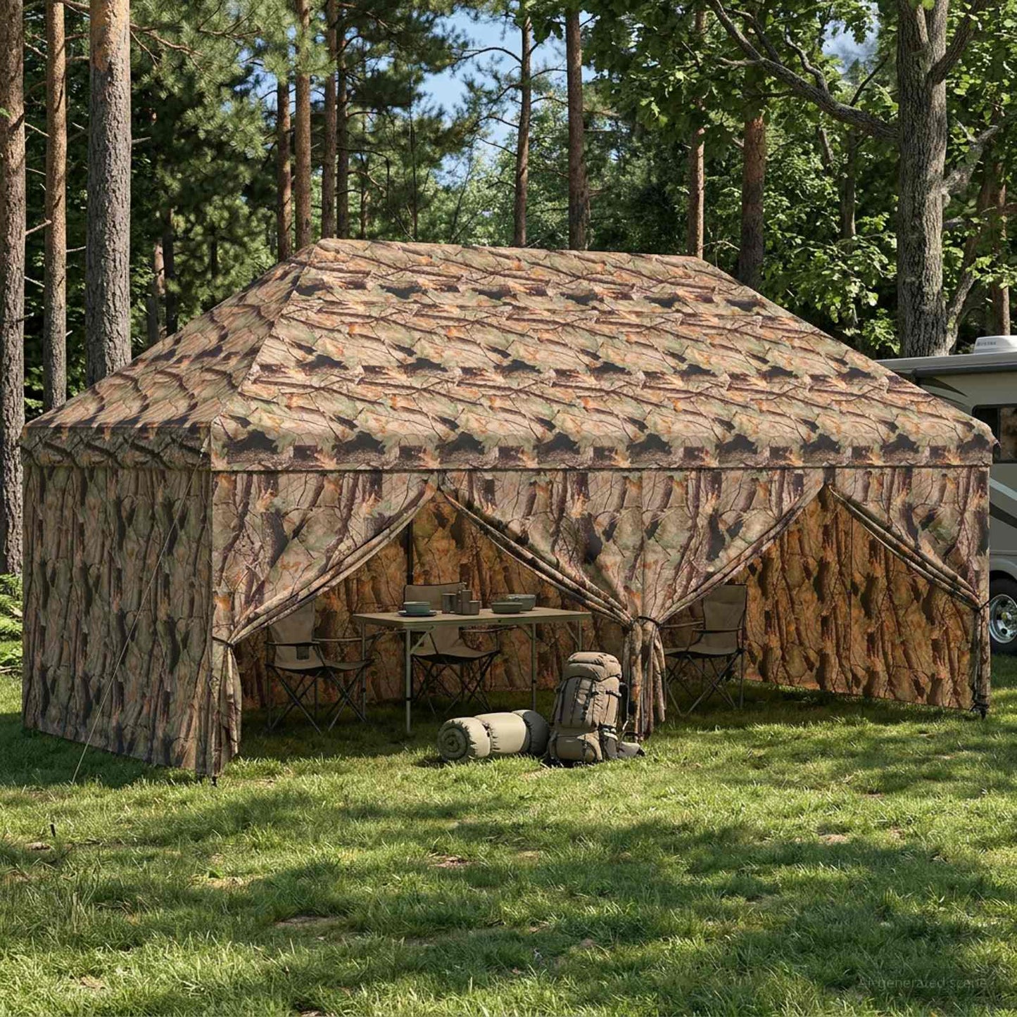 Pop-up Gazebo met 4 Zijwanden 3 x 6 m Bos Camouflage is nu te koop bij PeponiXL, paradijselijk wonen!