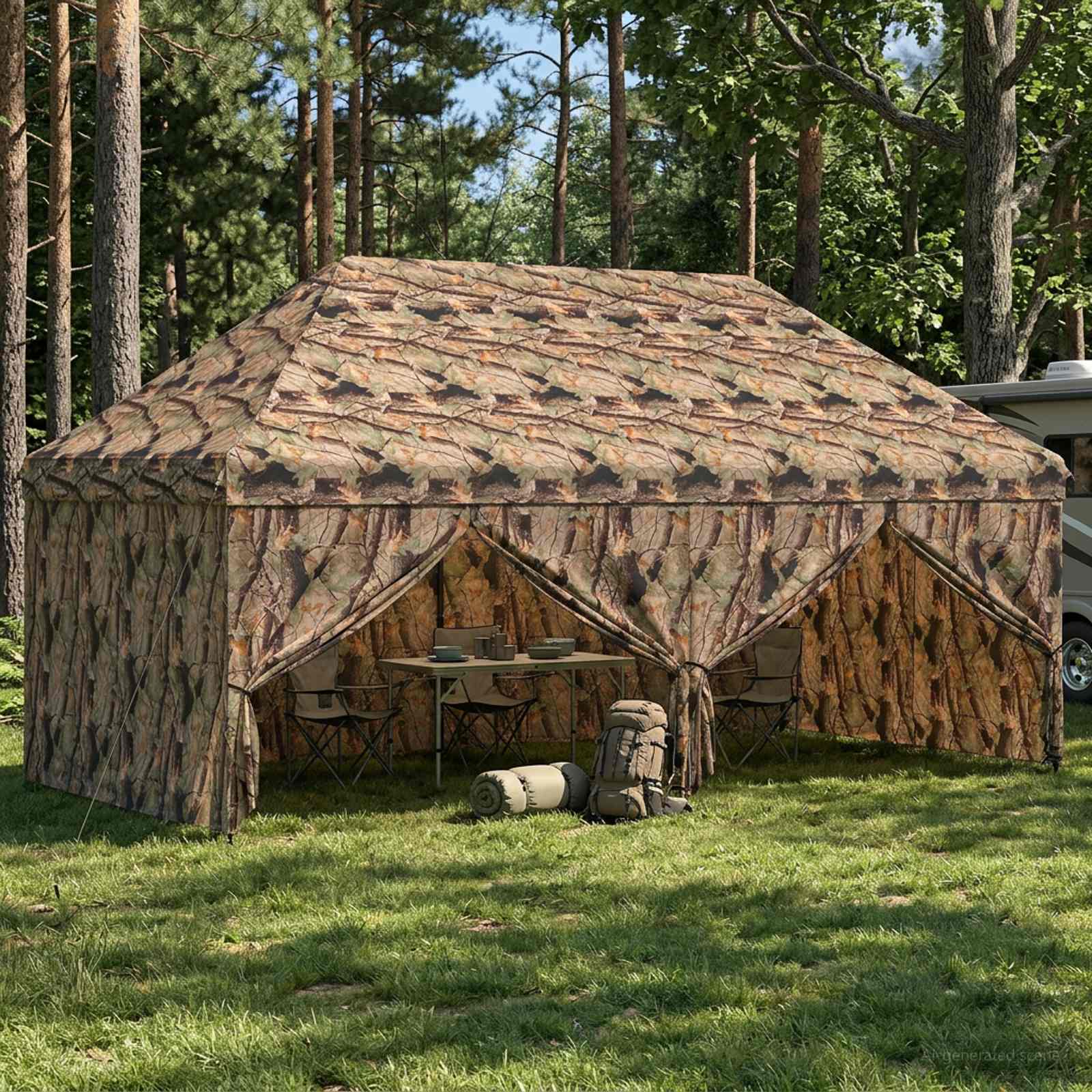 Pop-up Gazebo met 4 Zijwanden 3 x 6 m Bos Camouflage is nu te koop bij PeponiXL, paradijselijk wonen!