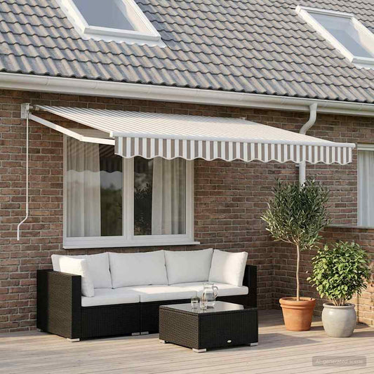 Vervangingsdoek voor zonnescherm Lichtgrijs en wit. 4 x 2 m is nu te koop bij PeponiXL, paradijselijk wonen!