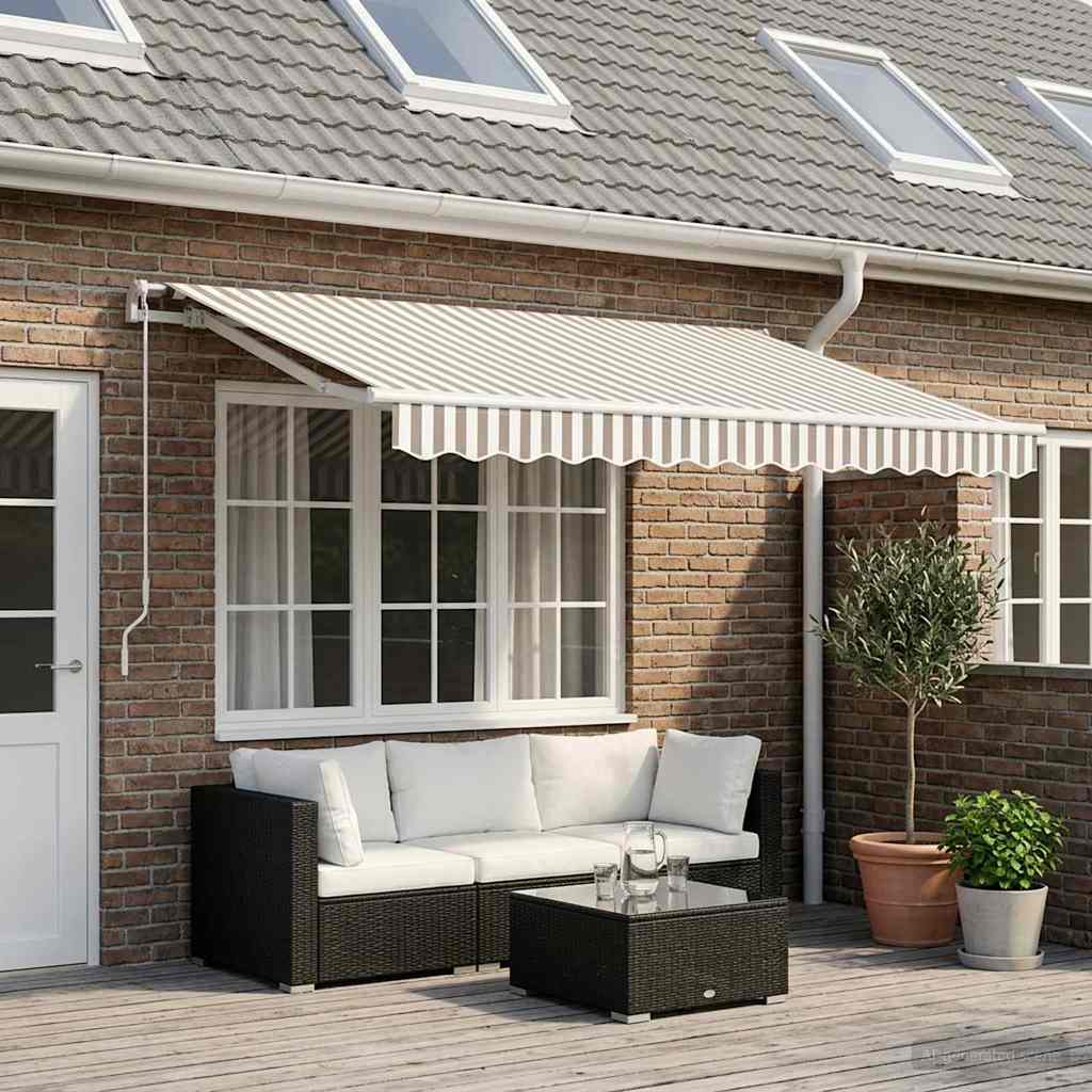 Vervangingsdoek voor zonnescherm Lichtgrijs en wit. 4 × 3 m is nu te koop bij PeponiXL, paradijselijk wonen!