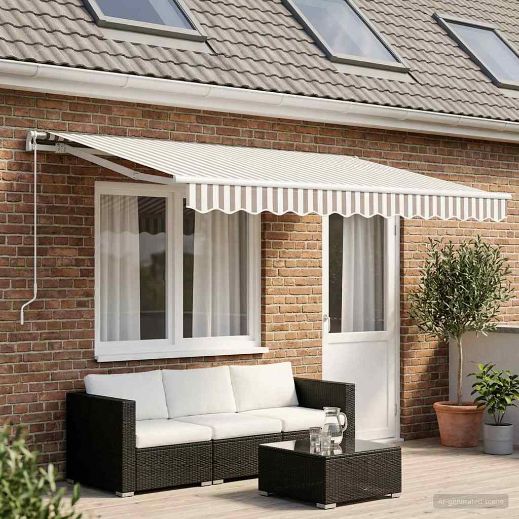 Vervangingsdoek voor zonnescherm Lichtgrijs en wit. 4,5 × 3 m is nu te koop bij PeponiXL, paradijselijk wonen!