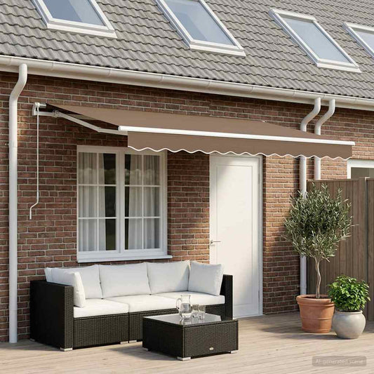 Vervangingsdoek voor zonnescherm Taupe 4,5 × 3,5 m Polyester is nu te koop bij PeponiXL, paradijselijk wonen!