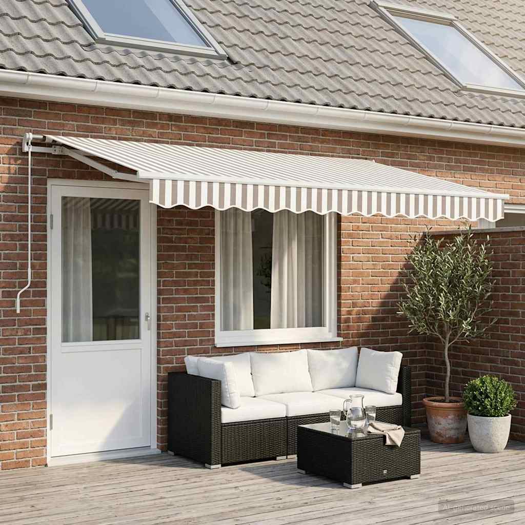 Vervangingsdoek voor zonnescherm Lichtgrijs en wit. 5 x 3 m is nu te koop bij PeponiXL, paradijselijk wonen!