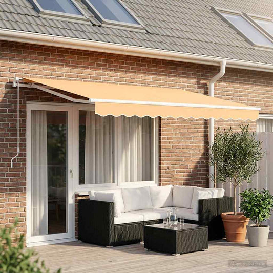 Vervangingsdoek voor zonnescherm Zand 5 × 3,5 m Polyester is nu te koop bij PeponiXL, paradijselijk wonen!